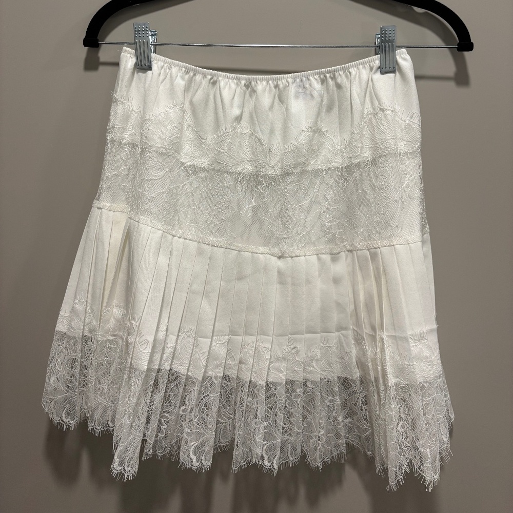 Lace Mini Skirt Y2k Ruffle Low Waist Slip Layered Pleated Flowy Skirt